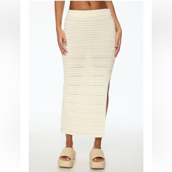 Dynamite Cream Textured Knit Midi Skirt - Picture 4 of 13